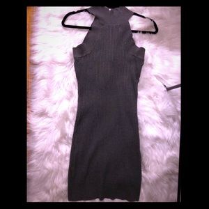 Gray turtleneck bodycon dress